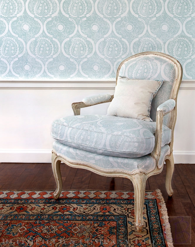 Blithfield and Company fabrics wallpaper carolyn bates blue chair