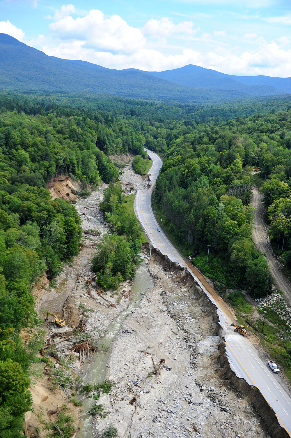 Route 4 between Killington, VT and Mendon, VT completely destroyed. Photo credit: Lars Gange & Mansfield Heliflight    